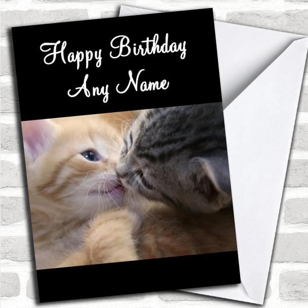Sweet Kissing Kittens Personalized Birthday Card