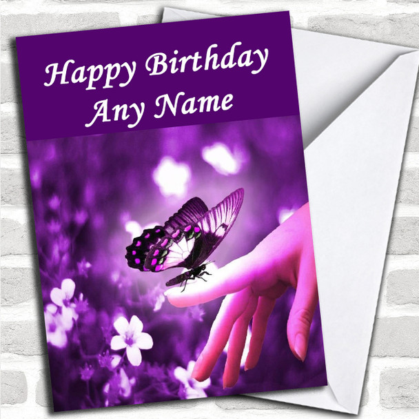 Pretty Purple Butterfly Personalized Birthday Card