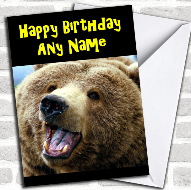 Brown Grisly Bear Face Personalized Birthday Card