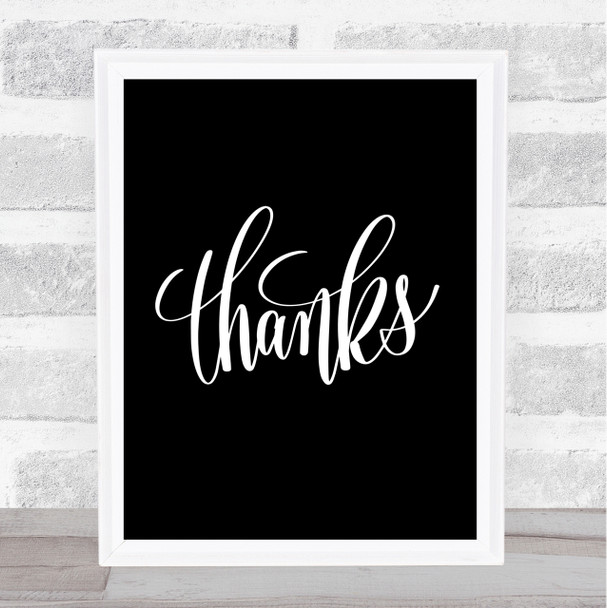 Thanks Quote Print Black & White