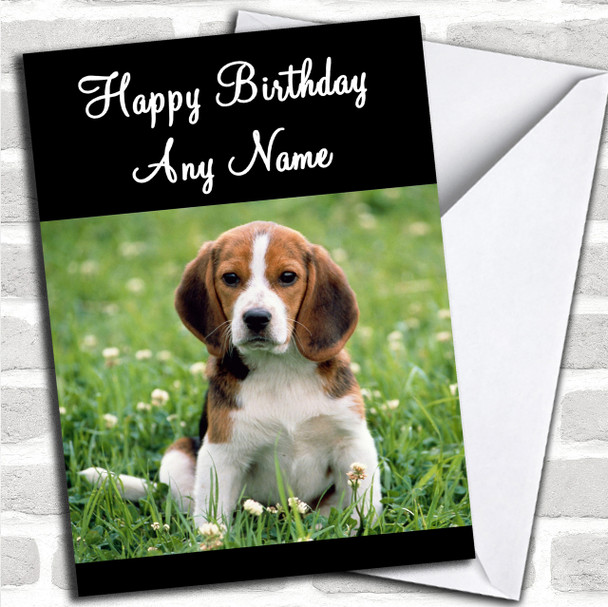 Beagle Puppy Dog Personalized Birthday Card