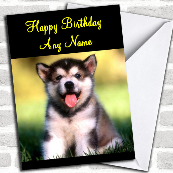 Alaskan Malamute Puppy Personalized Birthday Card