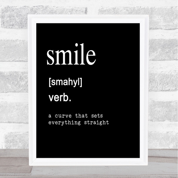 Word Definition Smile Quote Print Black & White
