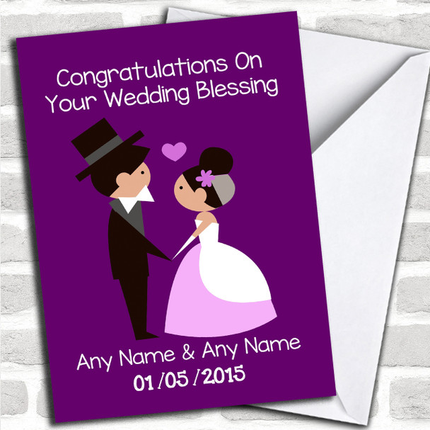 Purple Doodle Personalized Wedding Blessing Card