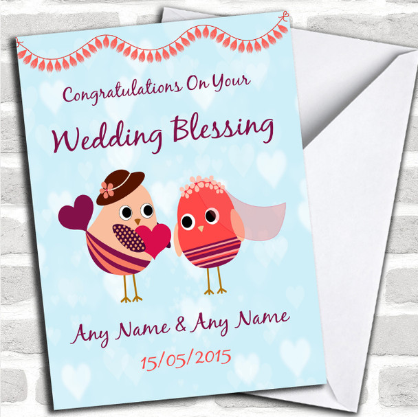 Pretty Romantic Owls Personalized Wedding Blessing Card