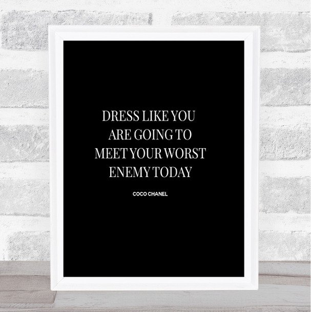 Coco Chanel Worst Enemy Quote Print Black & White