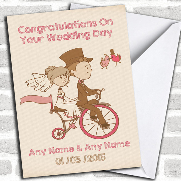 Pretty Vintage Bike Personalized Wedding Card