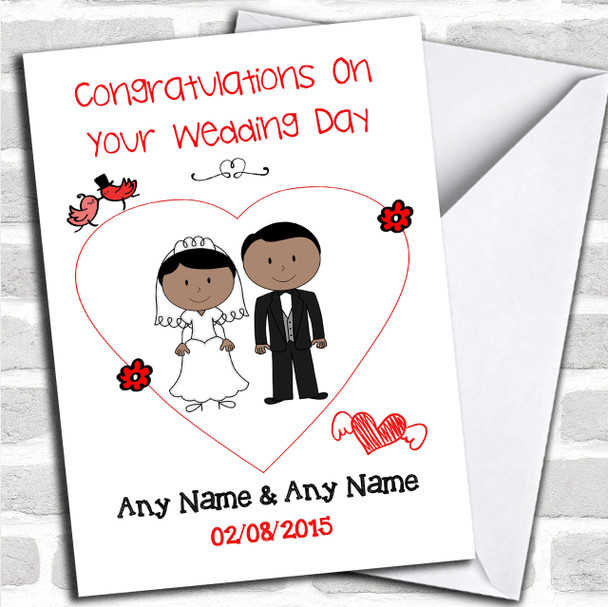 Cute Doodle Asian Couple Personalized Wedding Card