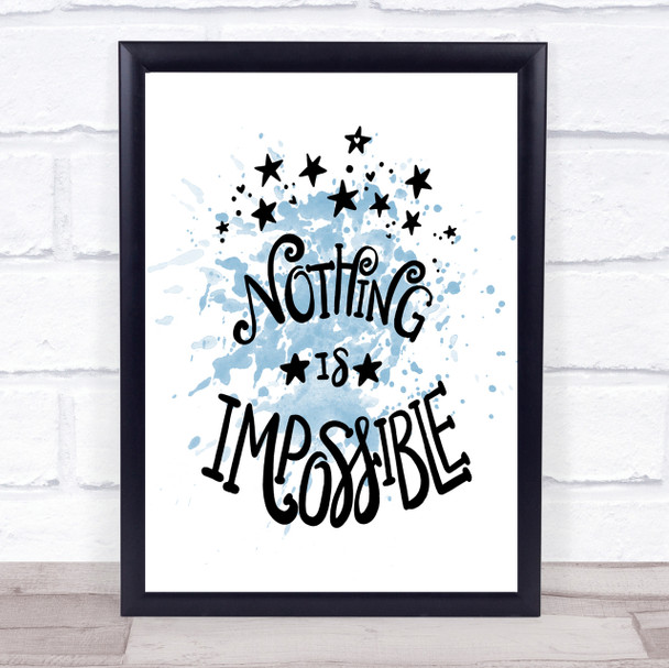 Impossible Unicorn Inspirational Quote Print Blue Watercolour Poster