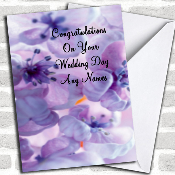 Gorgeous Purple Flowers Romantic Personalized Wedding Day Card