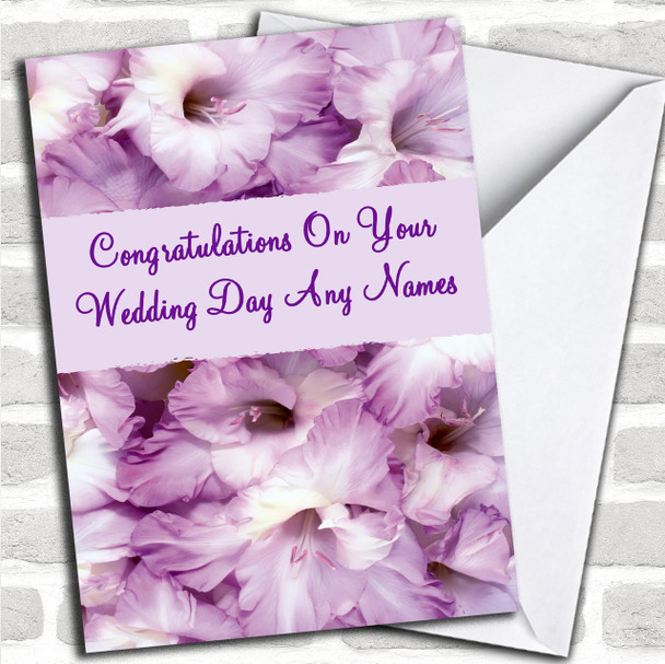 Stunning Purple Petals Romantic Personalized Wedding Day Card