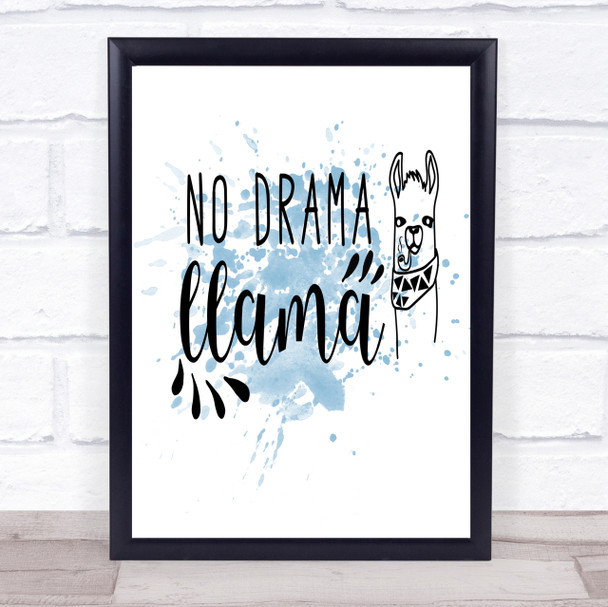 Llama Inspirational Quote Print Blue Watercolour Poster