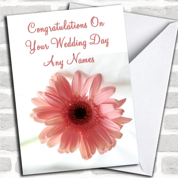 Stunning Pink Flower Romantic Personalized Wedding Day Card