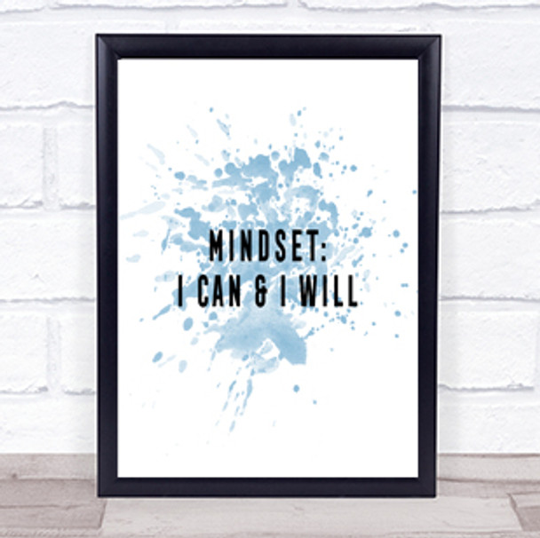 Mindset Inspirational Quote Print Blue Watercolour Poster