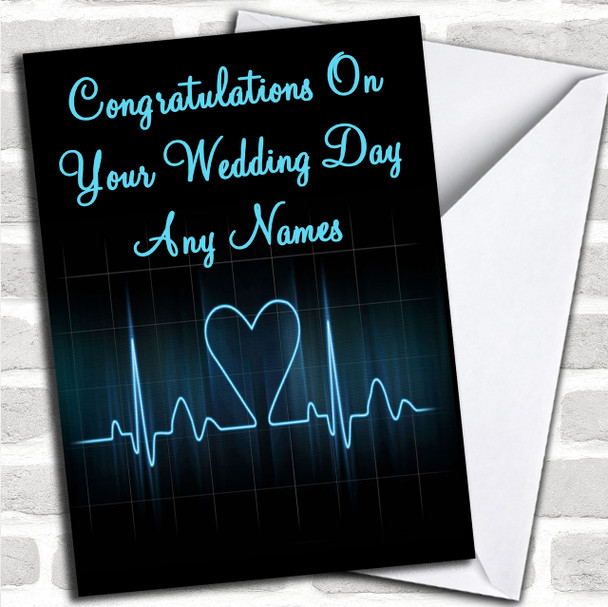 Heart Beat Monitor Romantic Personalized Wedding Day Card