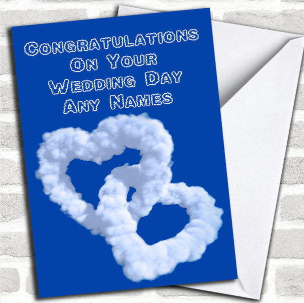 Love Heart Clouds Romantic Personalized Wedding Day Card