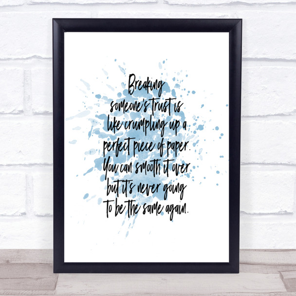 Never Be The Same Inspirational Quote Print Blue Watercolour Poster