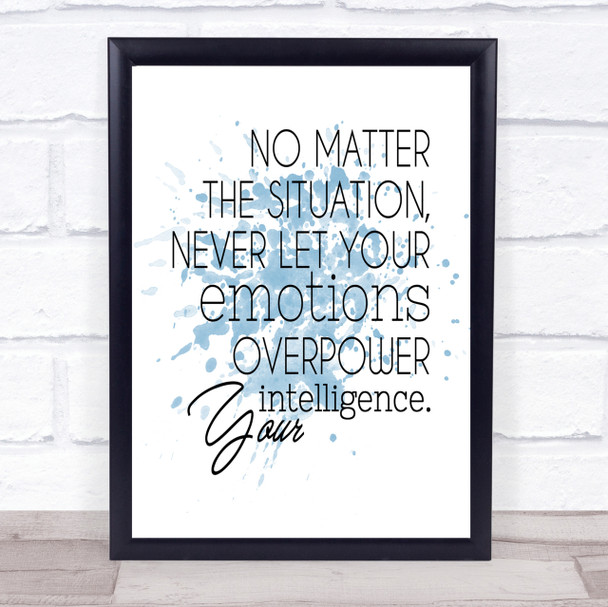 No Matter The Situation Inspirational Quote Print Blue Watercolour Poster