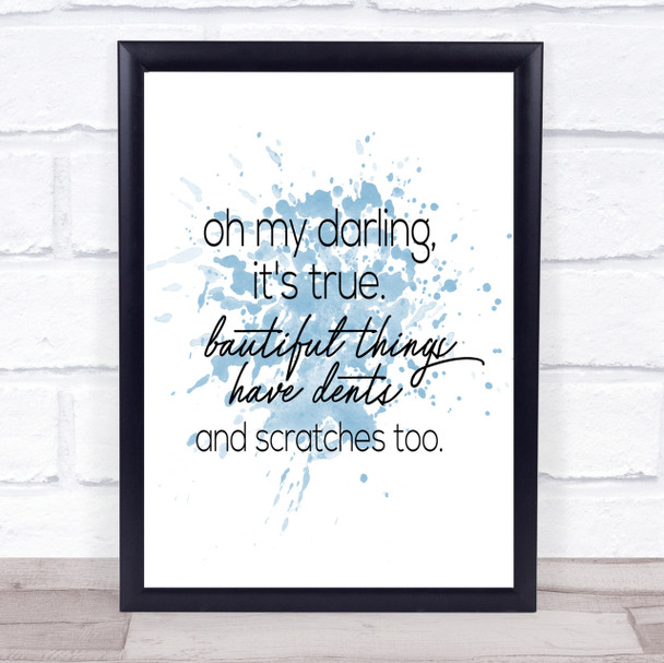 Oh My Darling Inspirational Quote Print Blue Watercolour Poster