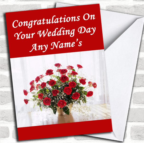 Red Roses Personalized Wedding Day Card