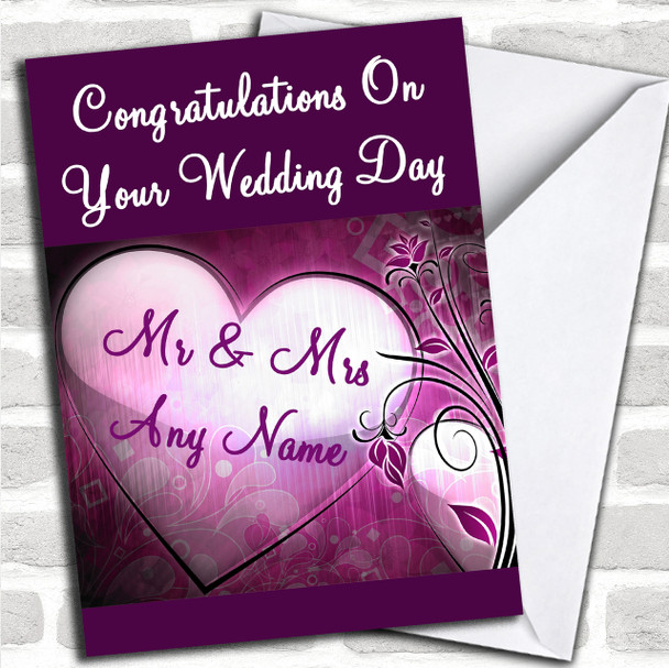 Purple Heart Personalized Wedding Day Card