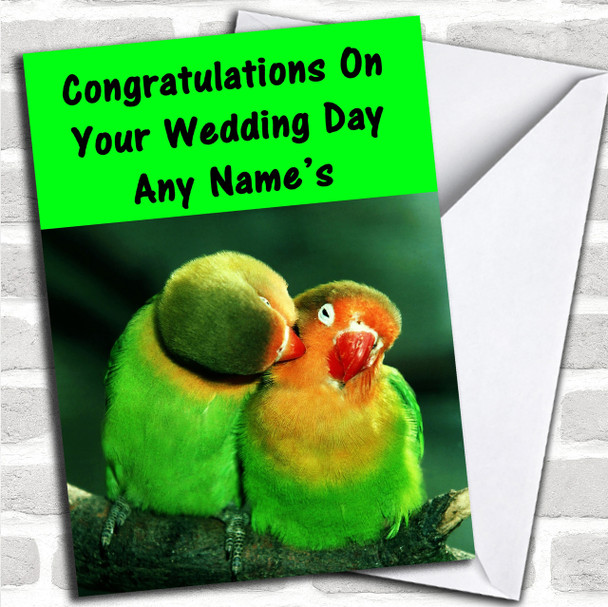 Parrots Personalized Wedding Day Card