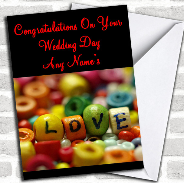 Love Beads Personalized Wedding Day Card