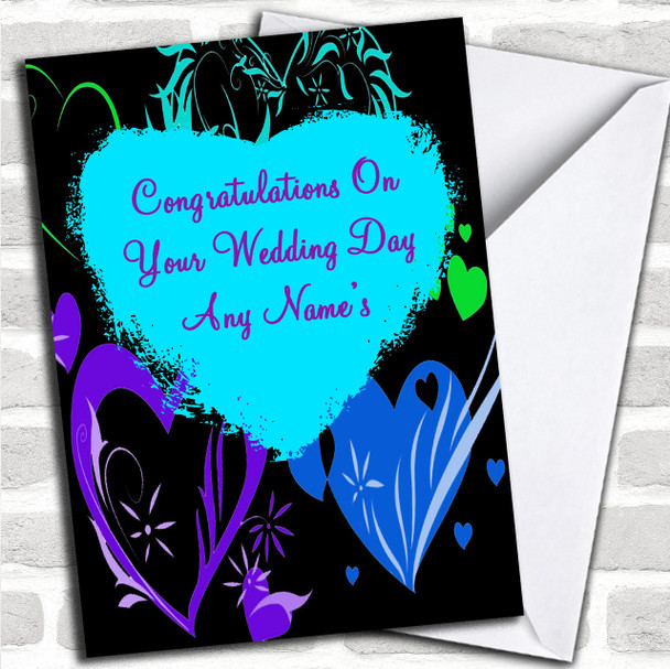 Love Hearts Romantic Personalized Wedding Day Card