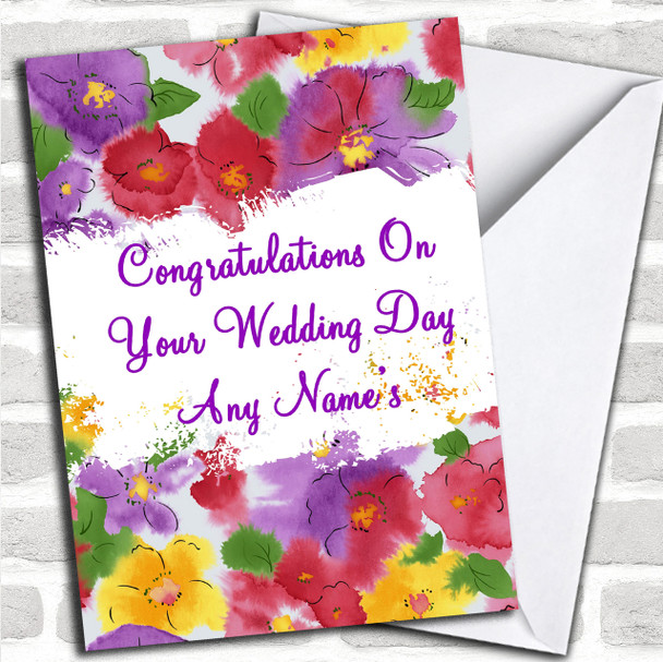 Beautiful Flowers Personalized Wedding Day Card
