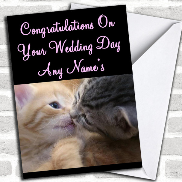 Cats Kissing Personalized Wedding Day Card