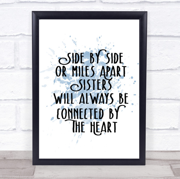 Side By Side Inspirational Quote Print Blue Watercolour Poster