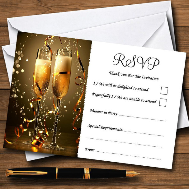 Black Champagne Personalized RSVP Cards