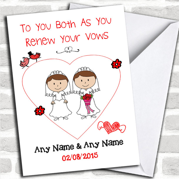 Gay Lesbian Female Both Brunette Personalized Renewal Of Vows Card