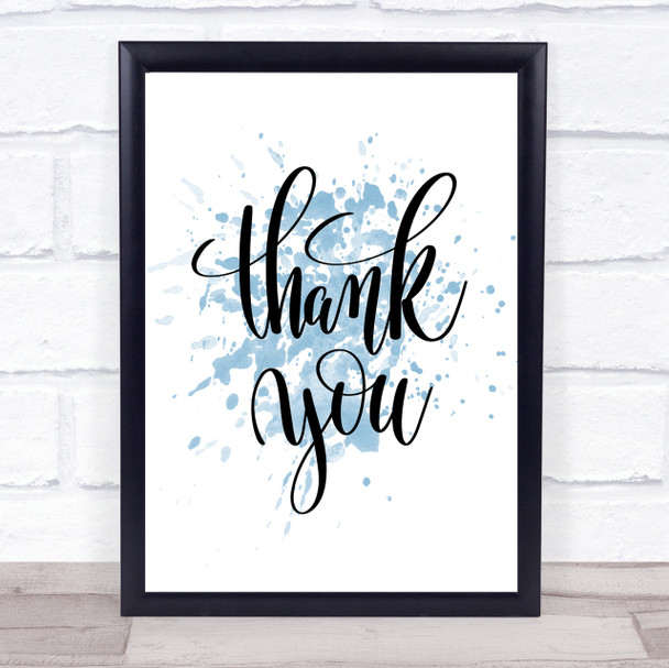 Thank You Swirl Inspirational Quote Print Blue Watercolour Poster