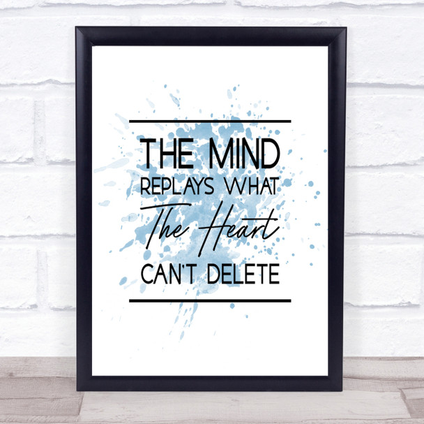 The Mind Replays Inspirational Quote Print Blue Watercolour Poster