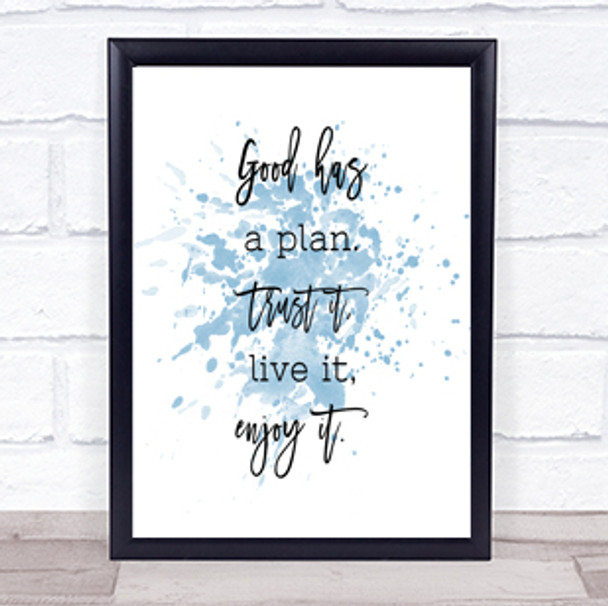 Trust It Inspirational Quote Print Blue Watercolour Poster