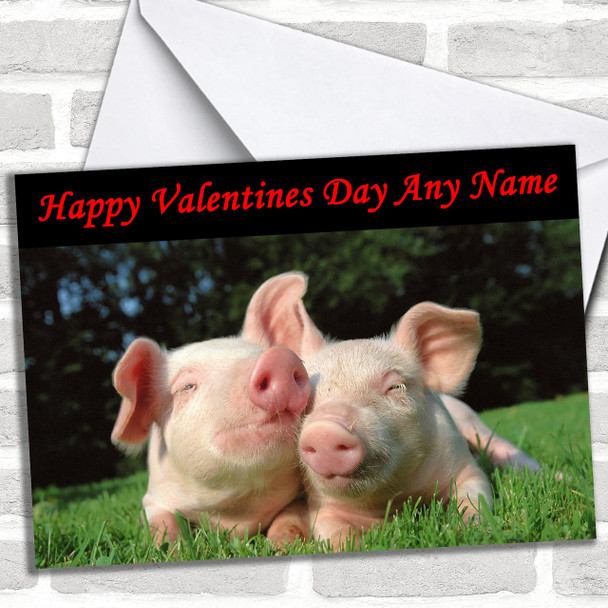 Cute Pigs Personalized Valentine's Day Card