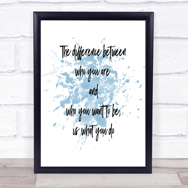 Who You Want To Be Inspirational Quote Print Blue Watercolour Poster