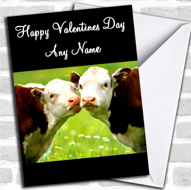 Cows Kissing Personalized Valentine's Day Card