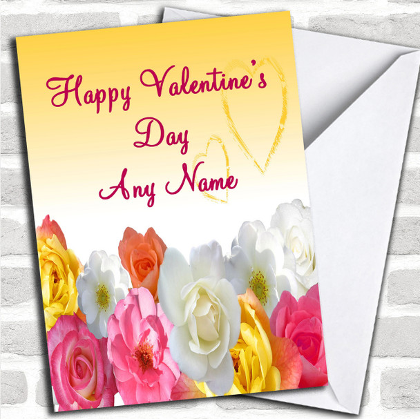 Yellow Flowers Romantic Personalized Valentine's Card