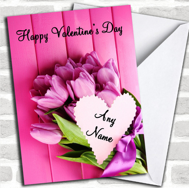 Pink Bunch Of Flowers Romantic Personalized Valentine's Card
