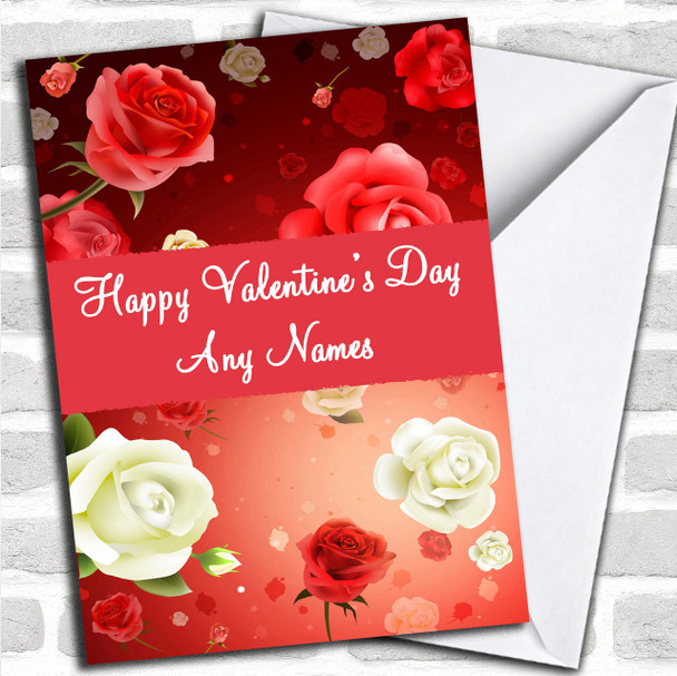 Pretty Floral Rose Romantic Personalized Valentine's Card