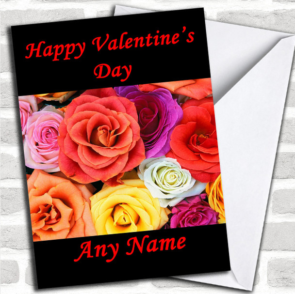 Colourful Flowers Romantic Personalized Valentine's Card