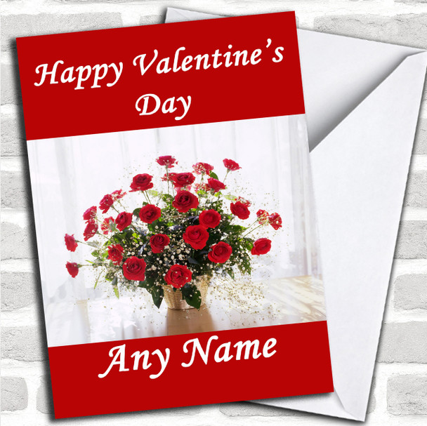 Red Roses In A Vase Romantic Personalized Valentine's Card