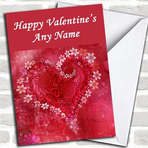 Red Flower Love Heart Romantic Personalized Valentine's Card