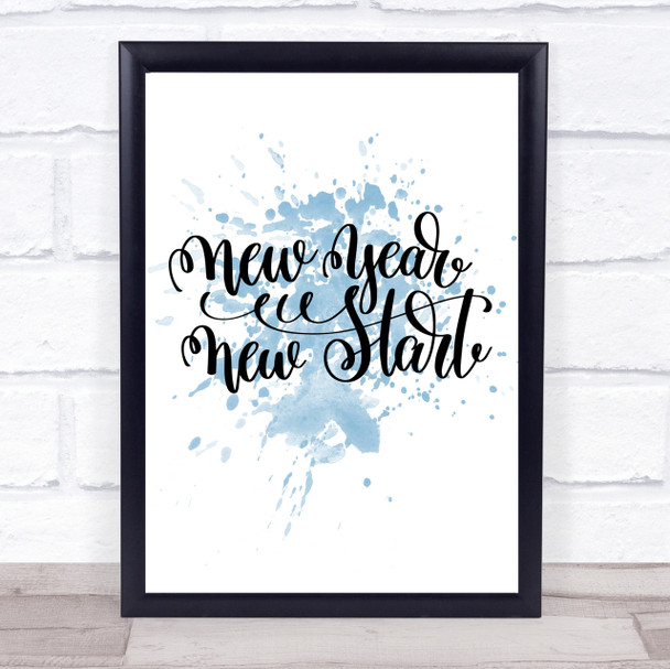 Christmas New Year New Start Inspirational Quote Print Blue Watercolour Poster