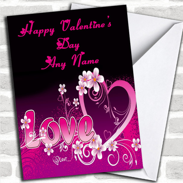 Pink Love Romantic Personalized Valentine's Card