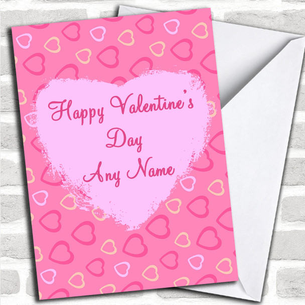 Pretty Pink Love Hearts Romantic Personalized Valentine's Card