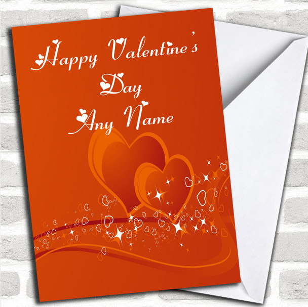 Orange Love Heart Romantic Personalized Valentine's Card