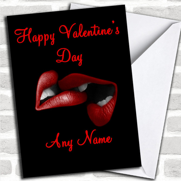 Sexy Biting Lips Romantic Personalized Valentine's Card